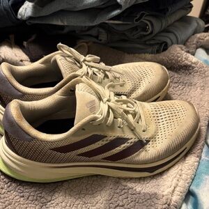 Adidas Cream and Brown Athletic Sneakers